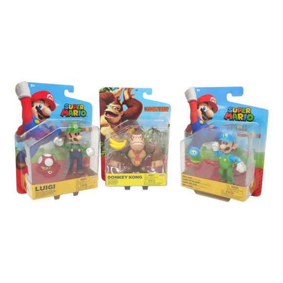 Super Mario Donkey Kong Bananas Luigi Super Mushroom Ice Flower Figures NEW - Picture 1 of 15